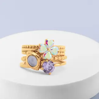 Melano Jewelry Twisted Lilac Disco Ringen Set