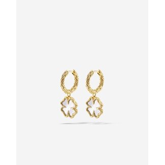 Buddha to Buddha Hoops Katja Clover Mother of Pearl Set - Verguld