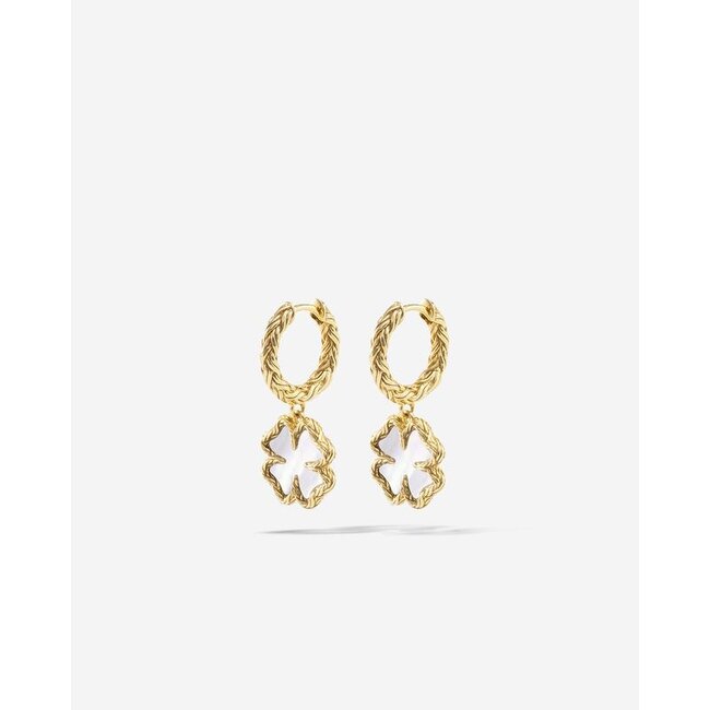 Hoops Katja Clover Mother of Pearl Set - Verguld
