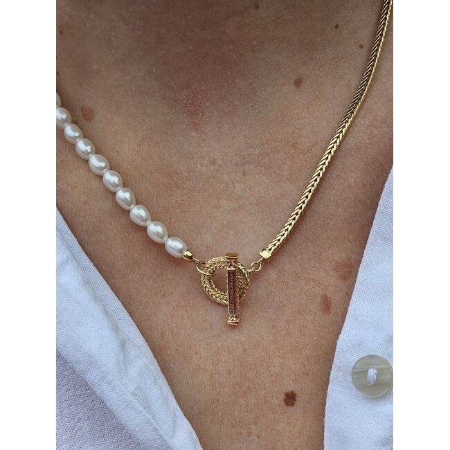 Ketting Barbara Mini Pearl Verguld - 60cm