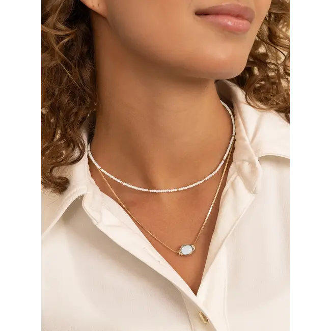 Kralen Ketting 2mm Moonstone 42cm +2cm