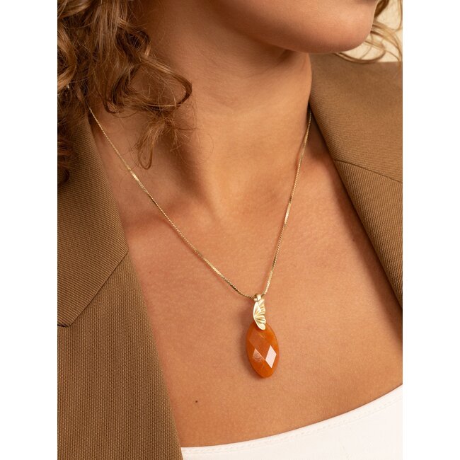 Pendant Edelsteen Leaf Red Aventurine