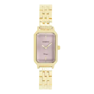 Oozoo Goudkleurig horloge met metalen armband - Roze