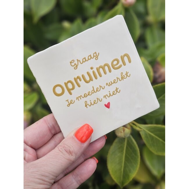 Tegeltje - Graag opruimen je moeder werkt hier niet