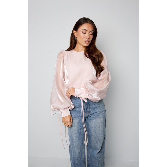 Glanzende parelblouse - Lichtroze