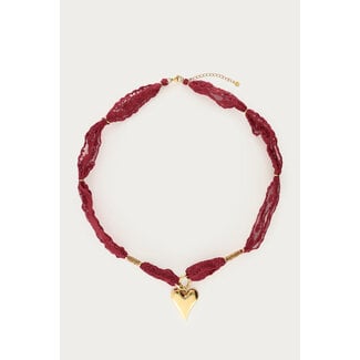 My Jewellery Burgundy ketting met kant en hartje