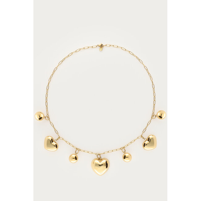 Bold ketting met hartjes en bolletjes