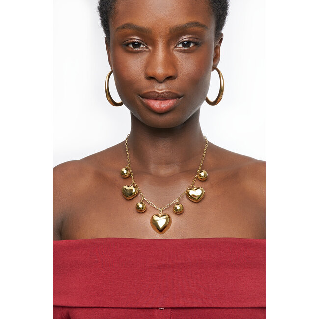 Bold ketting met hartjes en bolletjes