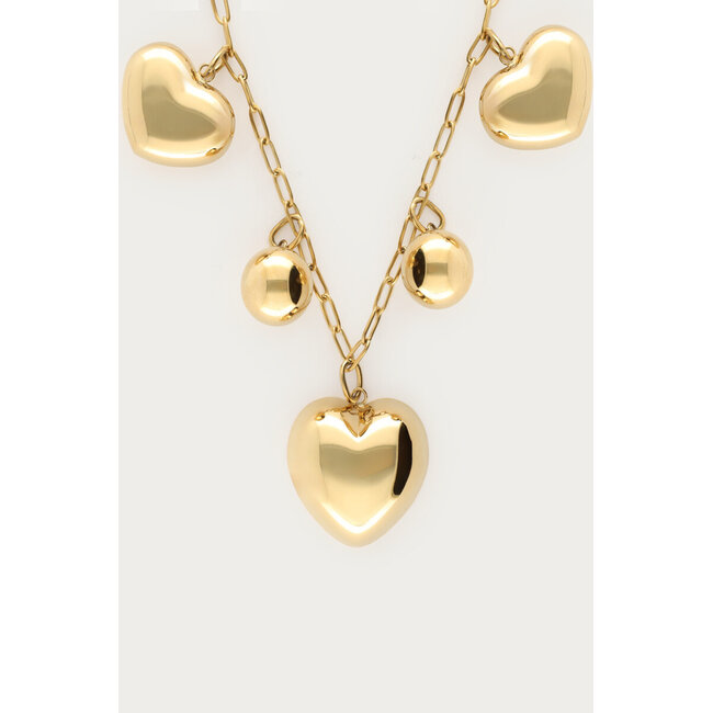 Bold ketting met hartjes en bolletjes