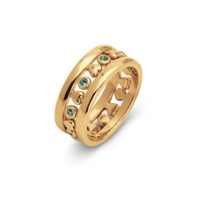 Friends Ring Zita Light Turquoise - Goudkleurig