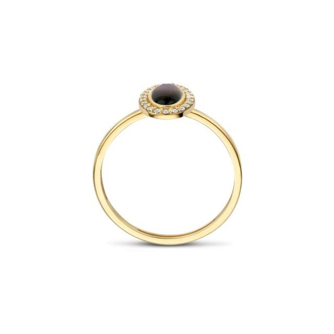 Ring 1279YMQ - Geelgoud (14k) met Mother of Pearl en Zirkonia