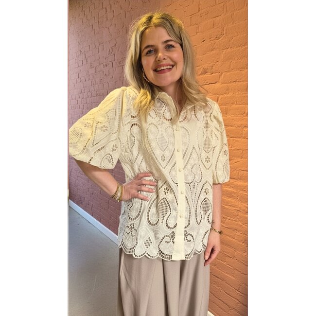 Broderie blouse - Creme