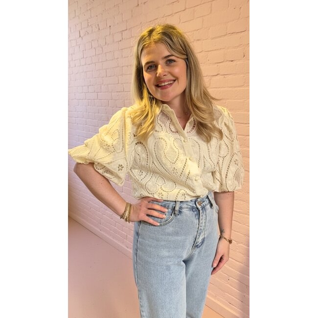 Broderie blouse - Creme