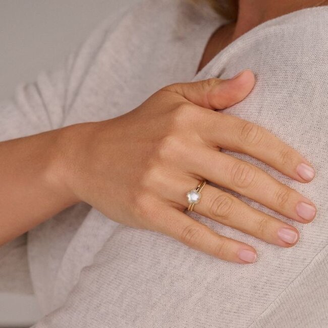 Ring 1280YMQ - Geelgoud (14k) met Mother of Pearl