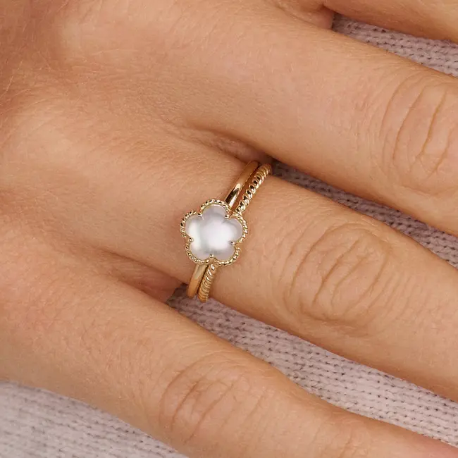 Ring 1280YMQ - Geelgoud (14k) met Mother of Pearl