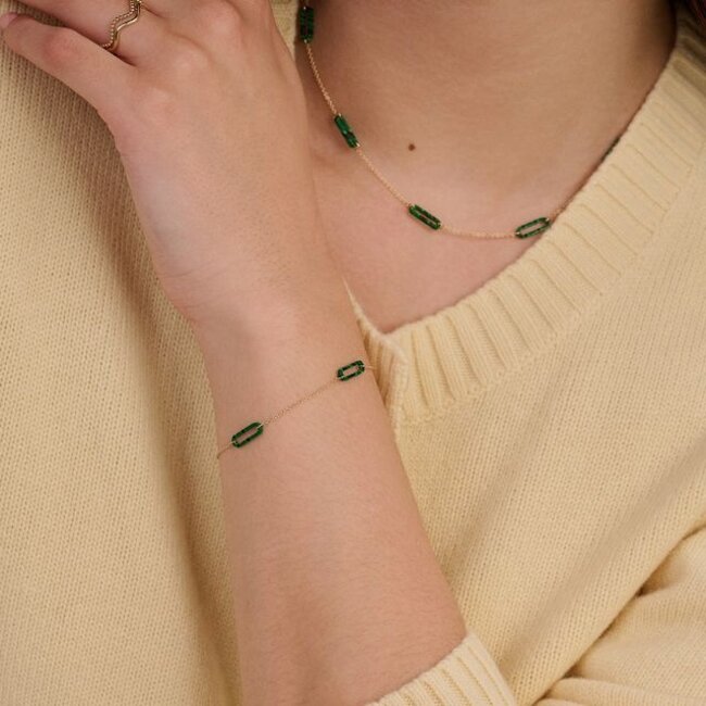 Armband 2267YMA - Geelgoud (14k) met Malachiet