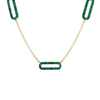 Blush Gold Jewels Collier 3204YMA - Geelgoud (14k) met Malachiet