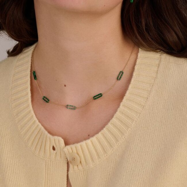 Collier 3204YMA - Geelgoud (14k) met Malachiet