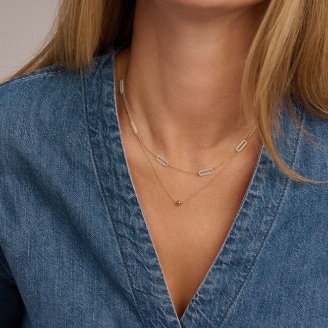 Collier 3204YMP - Geelgoud (14k) met Mother of Pearl