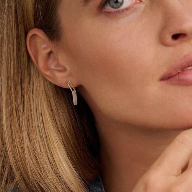 Oorbellen 7394YMP - Geelgoud (14k) met Mother of Pearl