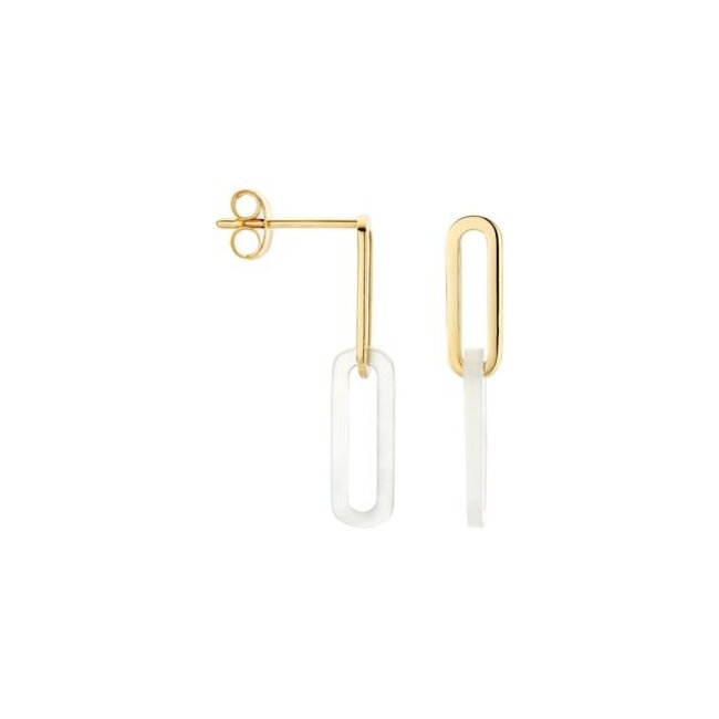 Oorbellen 7394YMP - Geelgoud (14k) met Mother of Pearl