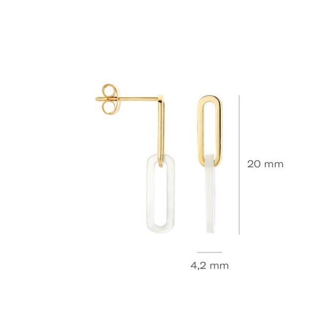 Oorbellen 7394YMP - Geelgoud (14k) met Mother of Pearl