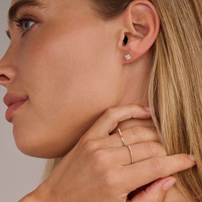 Oorknoppen 7395YZI - Geelgoud (14k) met Zirkonia