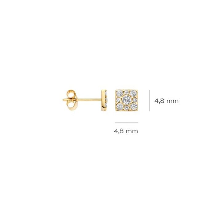 Oorknoppen 7395YZI - Geelgoud (14k) met Zirkonia