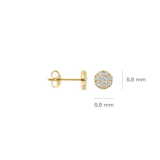 Oorknoppen 7396YZI - Geelgoud (14k) met Zirkonia