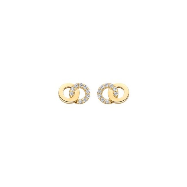 Oorknoppen 7397YZI - Geelgoud (14k) met Zirkonia