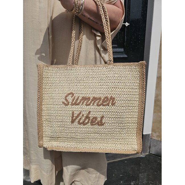 Strandtas summer vibes - Beige