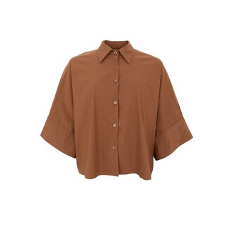 Black Colour DAVINA loose shirt - Hazelnut brown