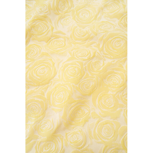 Gele top met bloemen reliëf en pofmouwen