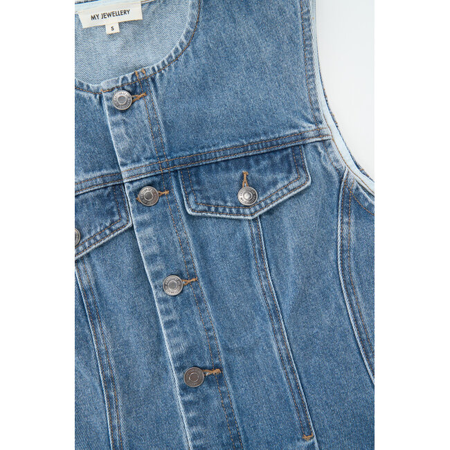 Blauwe denim peplum top