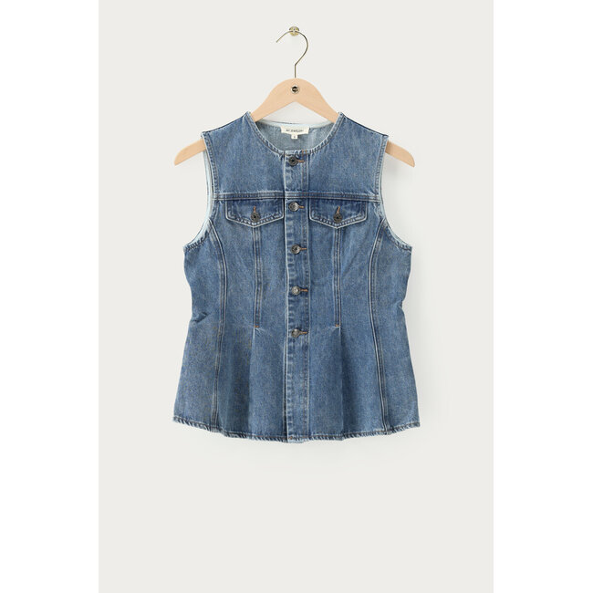 Blauwe denim peplum top