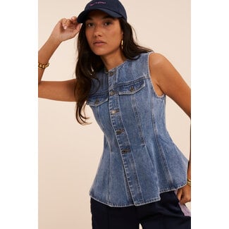 My Jewellery Blauwe denim peplum top