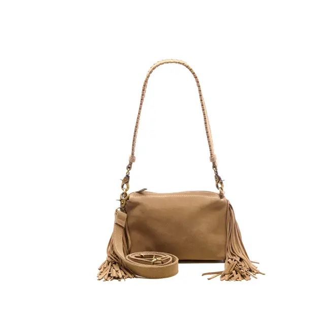 Suede Stormy Fringes Small Shoulderbag Sand