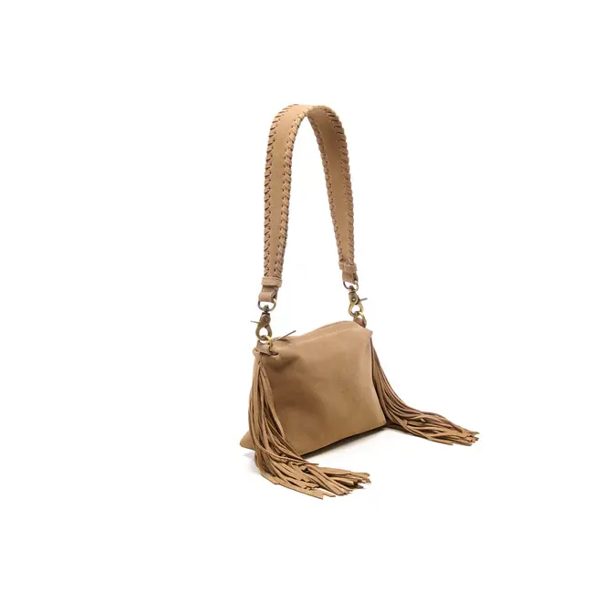 Suede Stormy Fringes Small Shoulderbag Sand