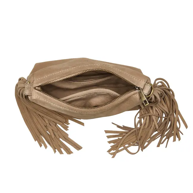 Suede Stormy Fringes Small Shoulderbag Sand