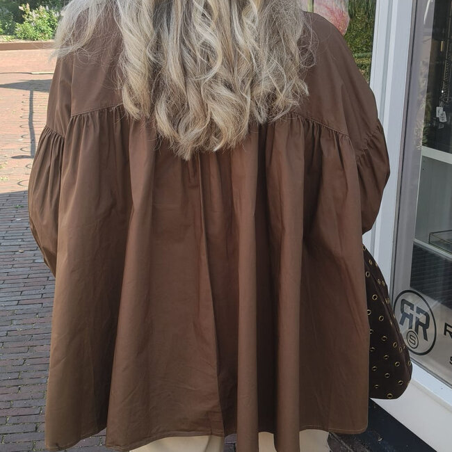 Chocolade bruine blouse