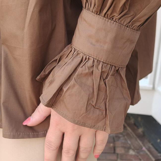 Chocolade bruine blouse