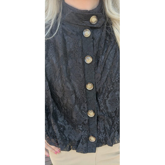 Kanten zwarte blouse