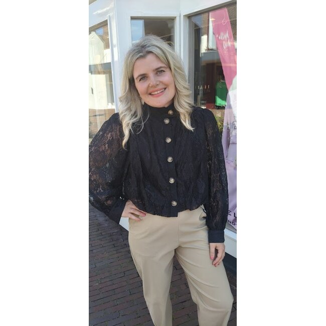Kanten zwarte blouse