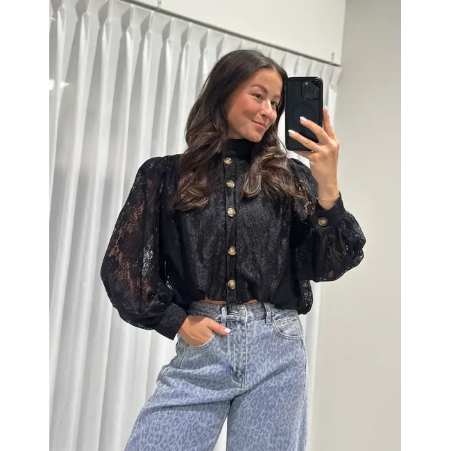 Kanten zwarte blouse