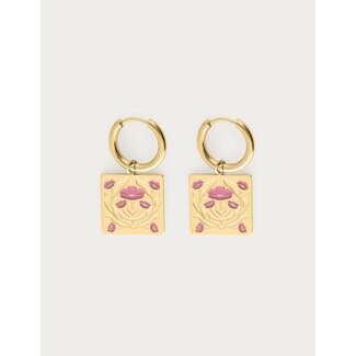 My Jewellery Botanical oorringen met roze bloemen
