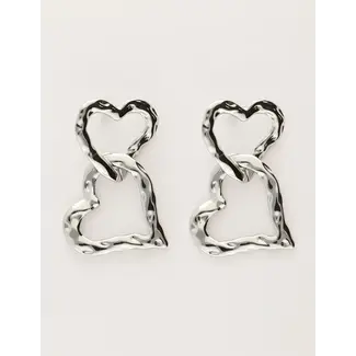 My Jewellery Vintage oorhangers met statement hartjes - Zilverkleurig