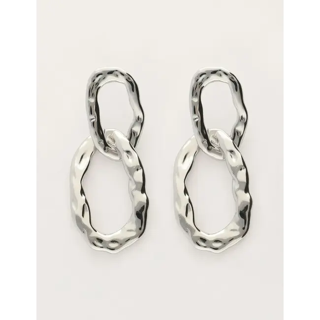 Vintage oorhanger met dubbele ovalen ringen - Zilverkleurig