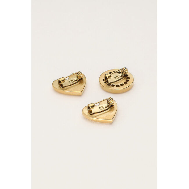 Iconic broche set goudkleurig