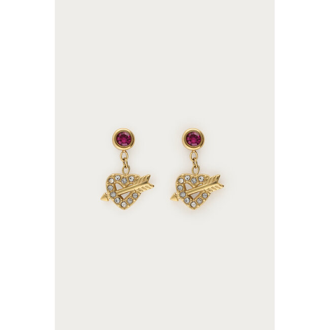 Minimalistische oorhangers hart met pijl en boog