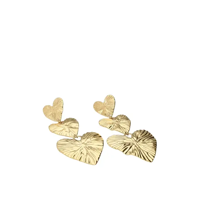 Three hammered hearts - Oorbellen